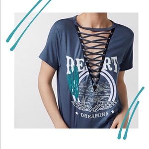 express lace up top- blue